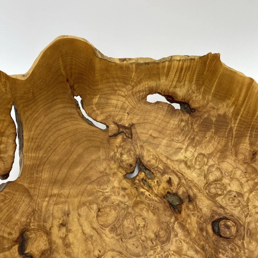 Maple Burl Wood Turned Natural Live Edge Bowl, Artist Signed V Leibrant 0152 Lg